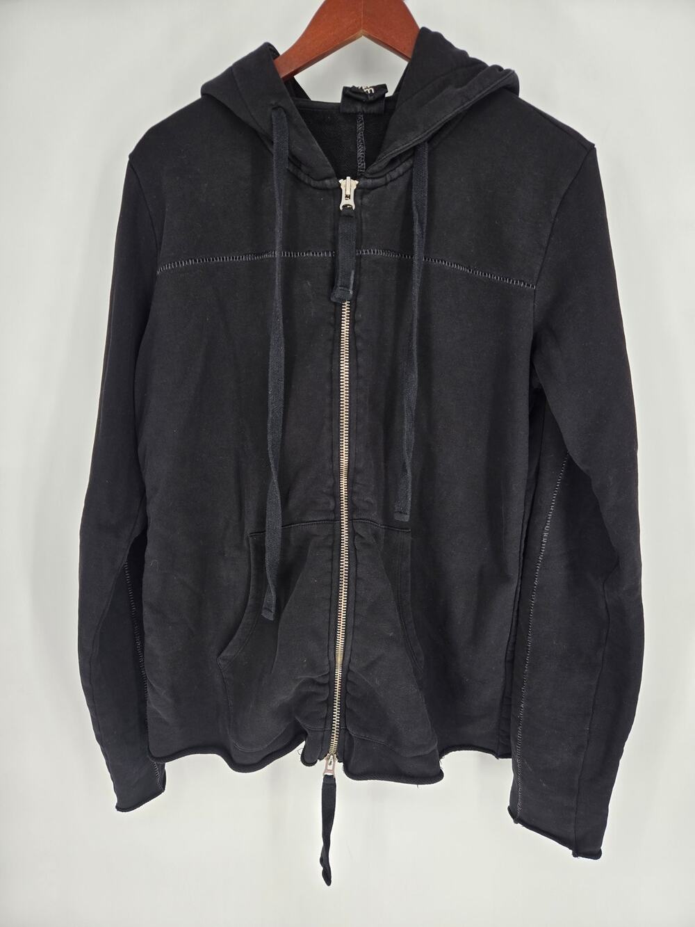 Thom Krom Black Full Zip Hooded Sweatshirt Men's M